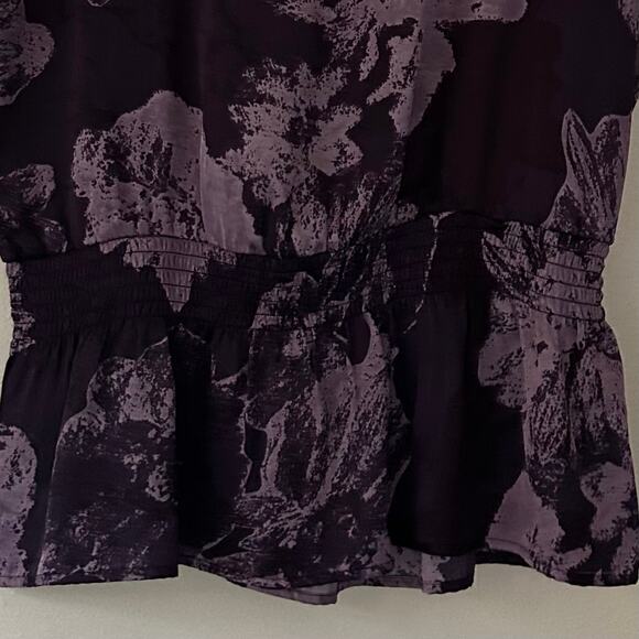 Vintage AB Studio Peplum top Floral dolman sleeves  whimsigoth fairy Y2K goth M - Picture 5 of 11
